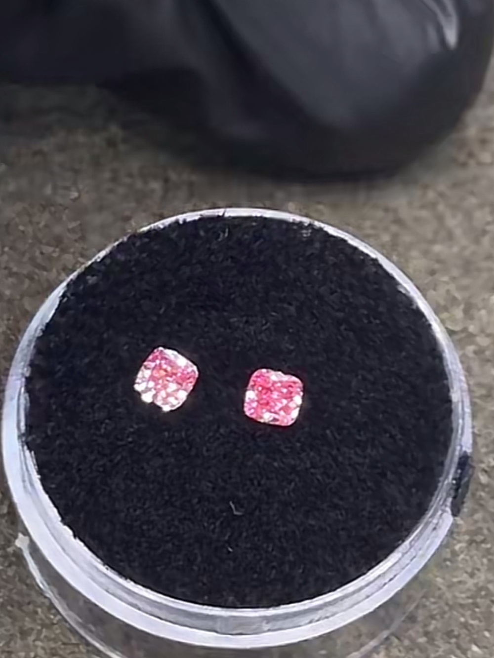 Pink Cushion Cut Stud Earrings - Sparkling Pink diamond